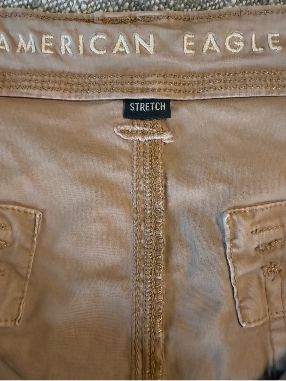 American Eagle SZ 8 Baggy Jogger Cargo Pants Khaki High Rise Streetwear Stretch - Picture 6 of 11